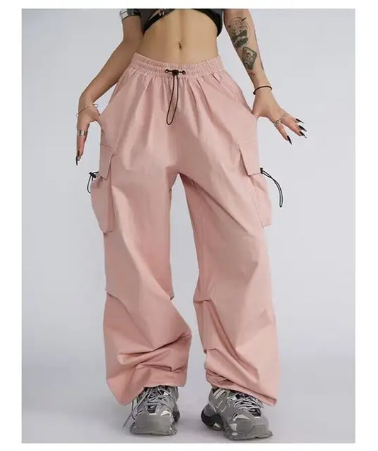 Streetwear Spring Summer Baggy Cargo Pants Women Casual Big Pocket Sweatpants Korean Style Wide Leg Joggers for Women
